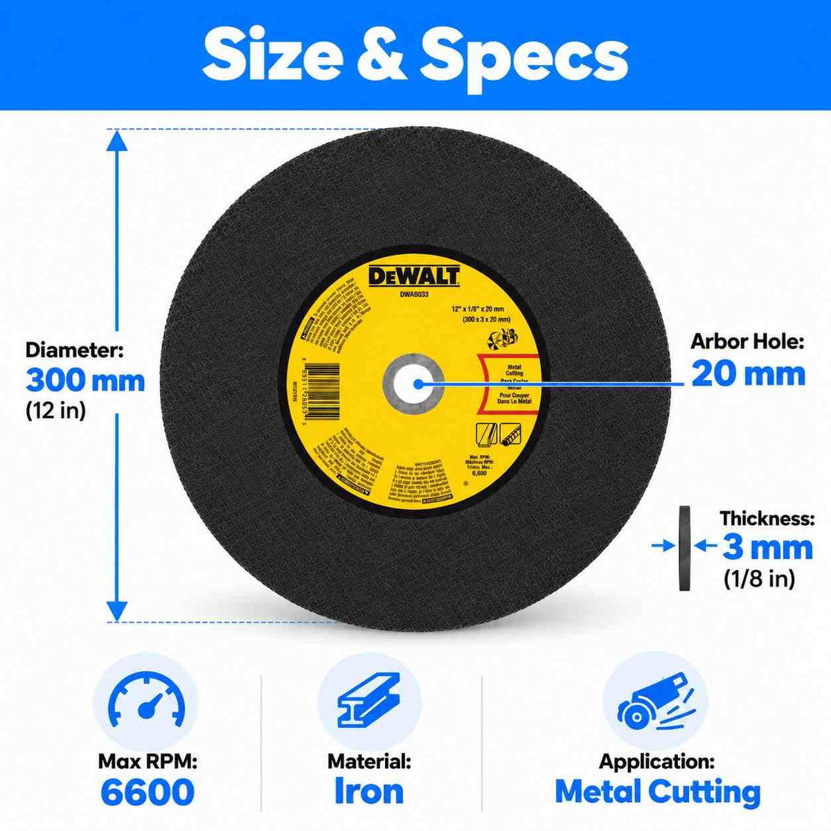 Implemental Dewalt Metal Portable Saw Cut Off Wheel Iron Cutting Wheel - 1