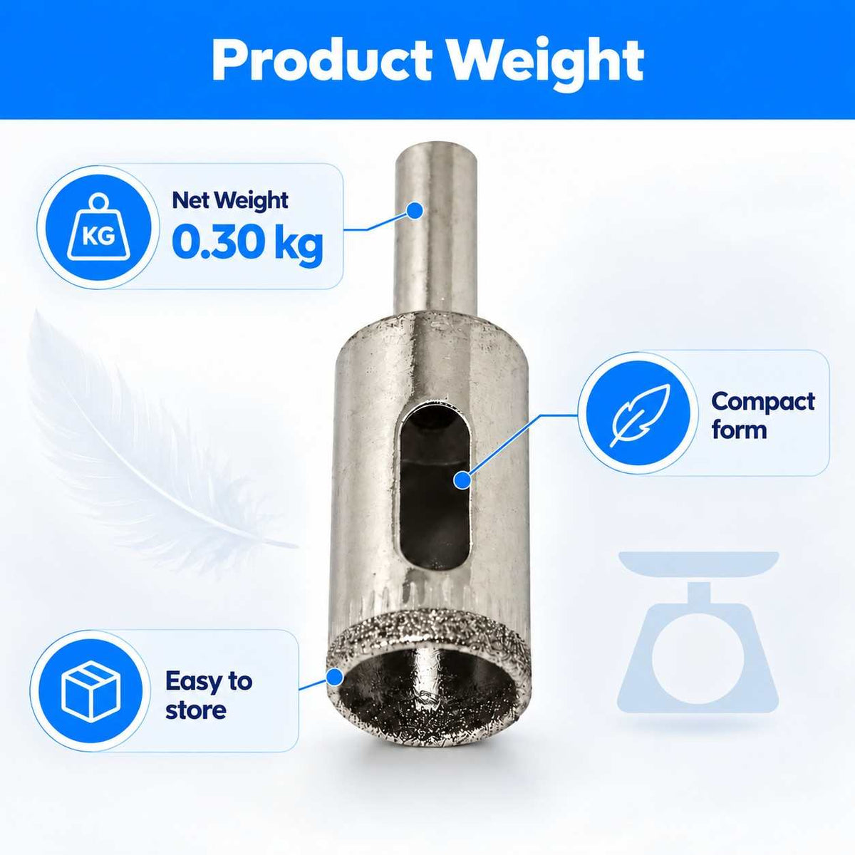 Implemental Diamond Coated Hole Saw Drill Bits for Glass (16mm) - 1