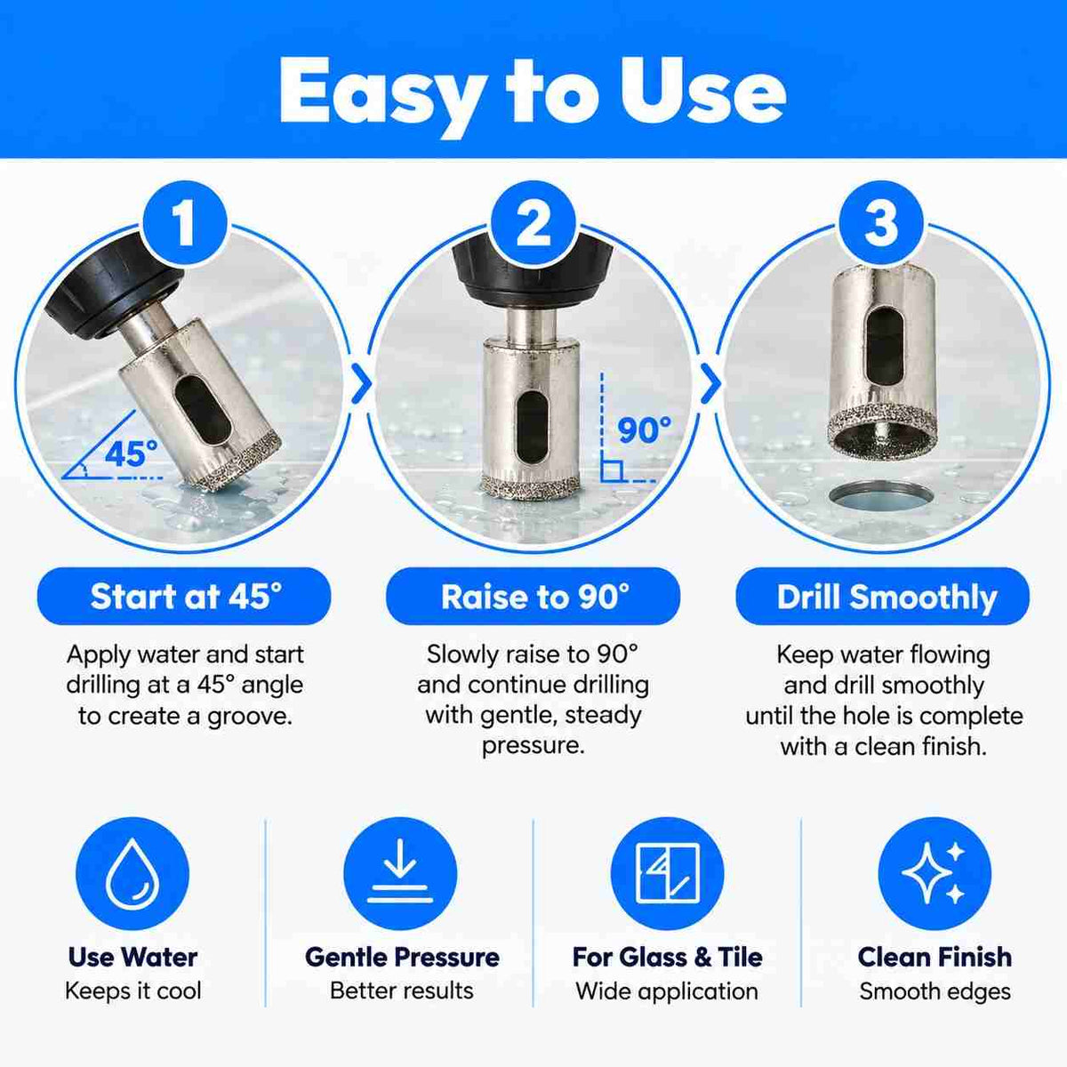 Implemental Diamond Coated Hole Saw Drill Bits for Glass (16mm) - 1