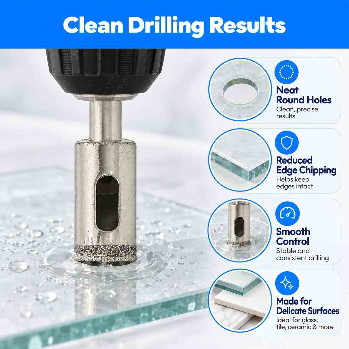 Implemental Diamond Coated Hole Saw Drill Bits for Glass (16mm) - 1