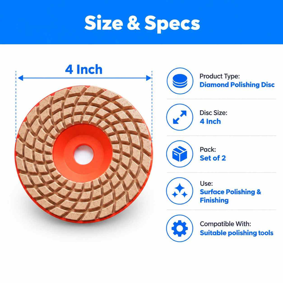 Implemental Diamond Polishing Disc 4"Set of 2 - 1