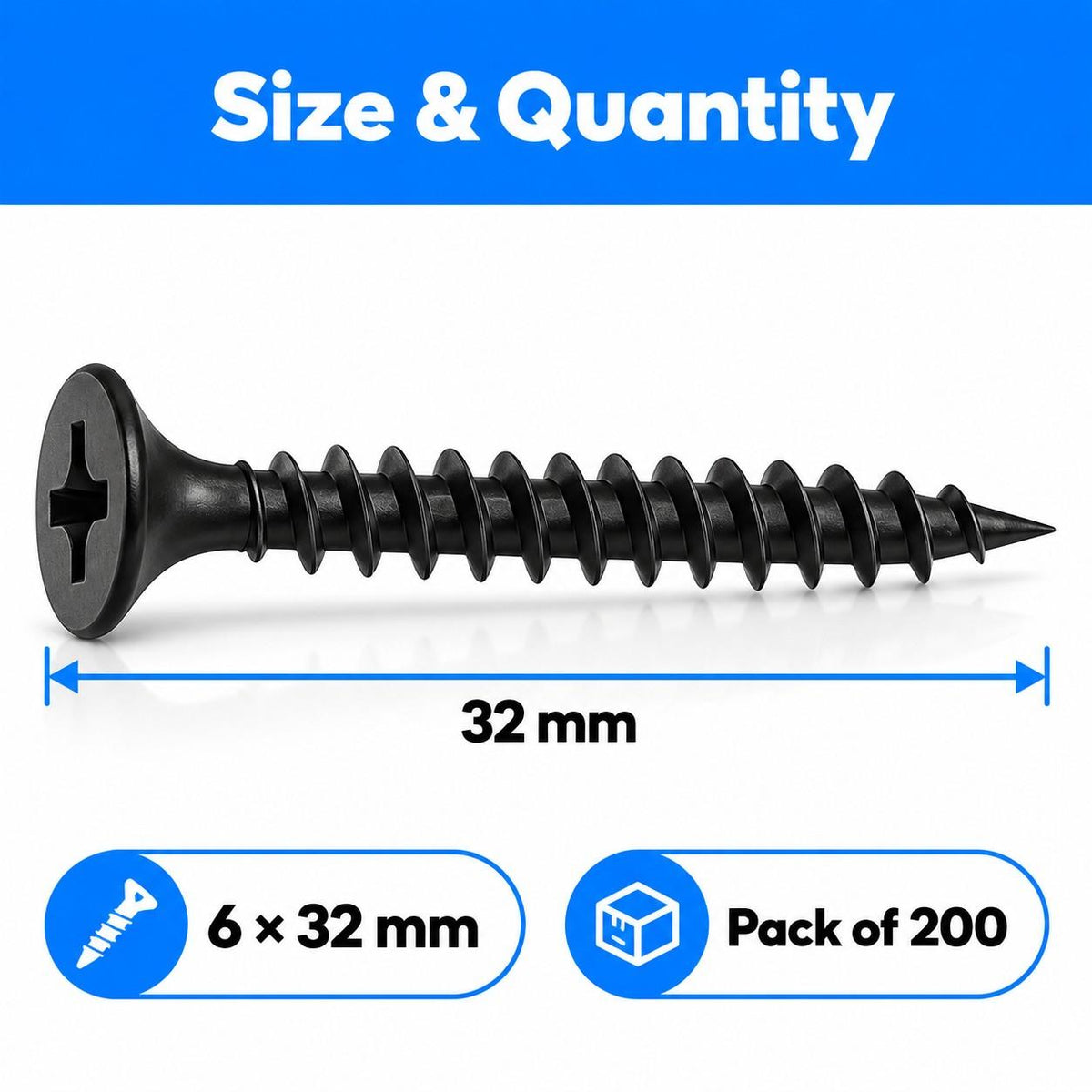 Dry wall Screws-6 X 32MM-Pack of 200Pcs