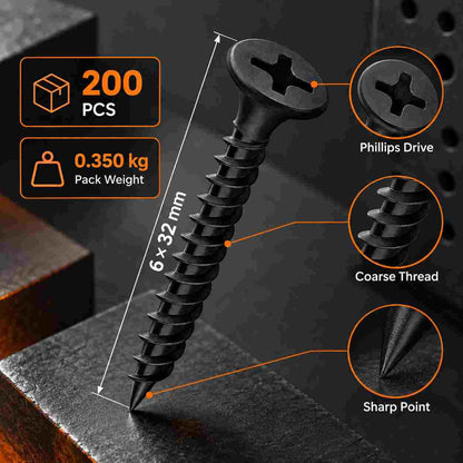 Dry wall Screws-6 X 32MM-Pack of 200Pcs