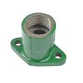 T.V. - 1 Engine Silencer Bend, Green Metal Threaded Pipe Fitting with Mounting Flange