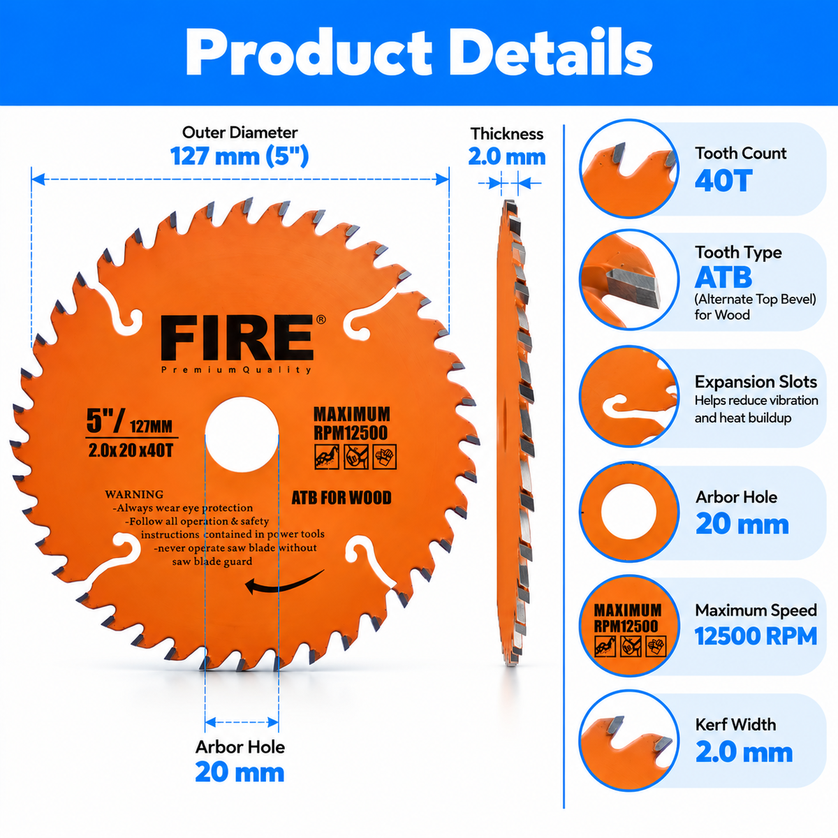 Fire Circular Saw Blade TCT ATB For Wood