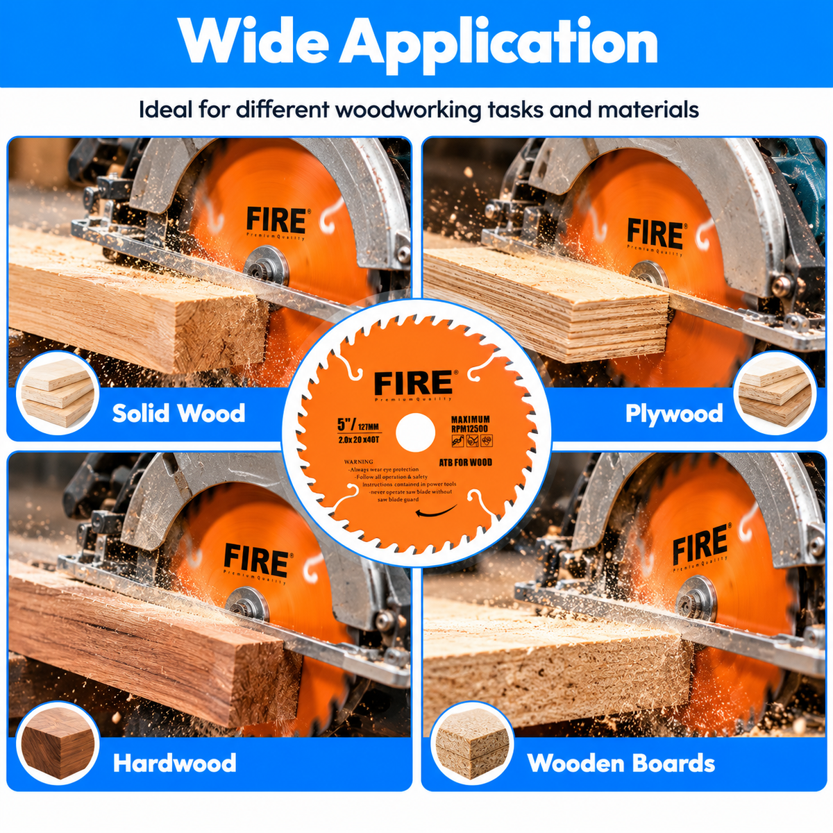 Fire Circular Saw Blade TCT ATB For Wood