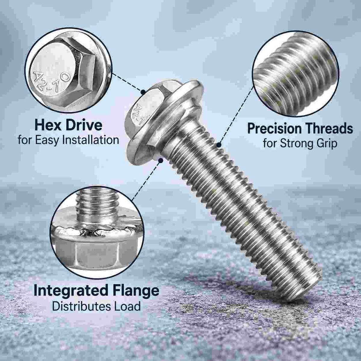 Flanged Hex Bolts-Pack of 50