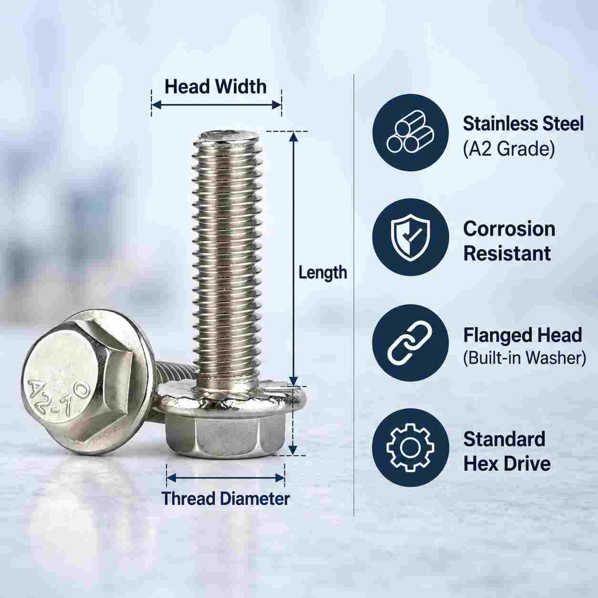 Flanged Hex Bolts-Pack of 50