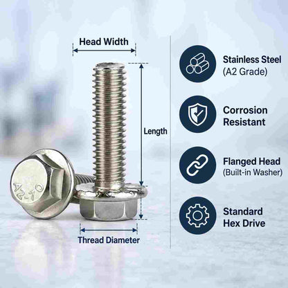 Flanged Hex Bolts-Pack of 50