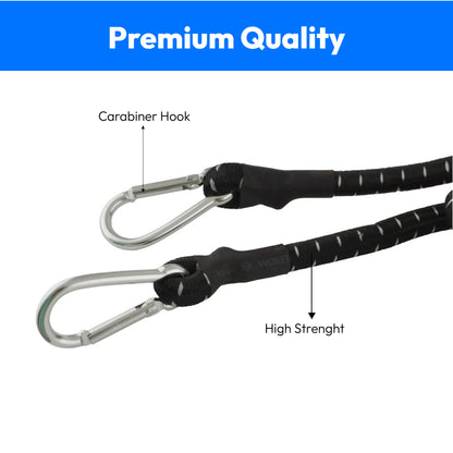 Flexible Bungee Rope 10mm Metal Hooks Set of 4
