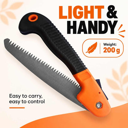 Implemental Folding Pruner Cutter Steel Garden Hand Tool wood with Lock - 1