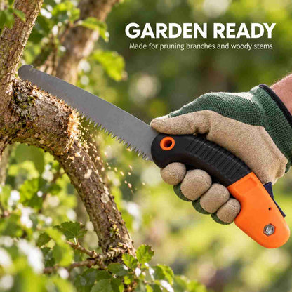 Implemental Folding Pruner Cutter Steel Garden Hand Tool wood with Lock - 1