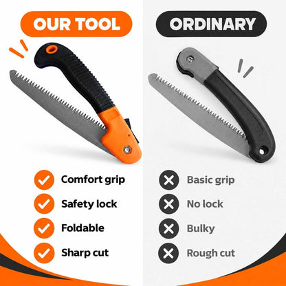 Implemental Folding Pruner Cutter Steel Garden Hand Tool wood with Lock - 1