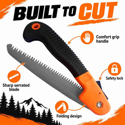 Implemental Folding Pruner Cutter Steel Garden Hand Tool wood with Lock - 1
