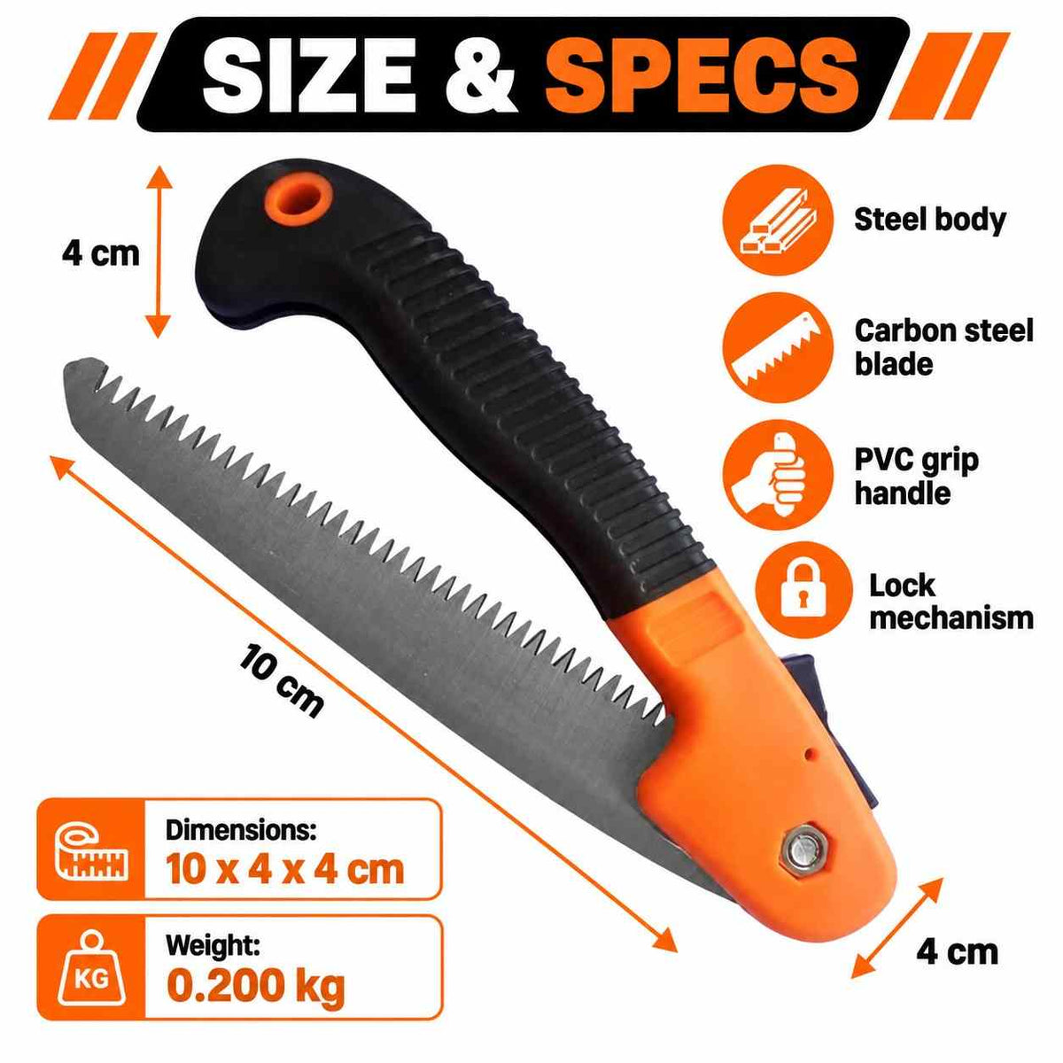 Implemental Folding Pruner Cutter Steel Garden Hand Tool wood with Lock - 1