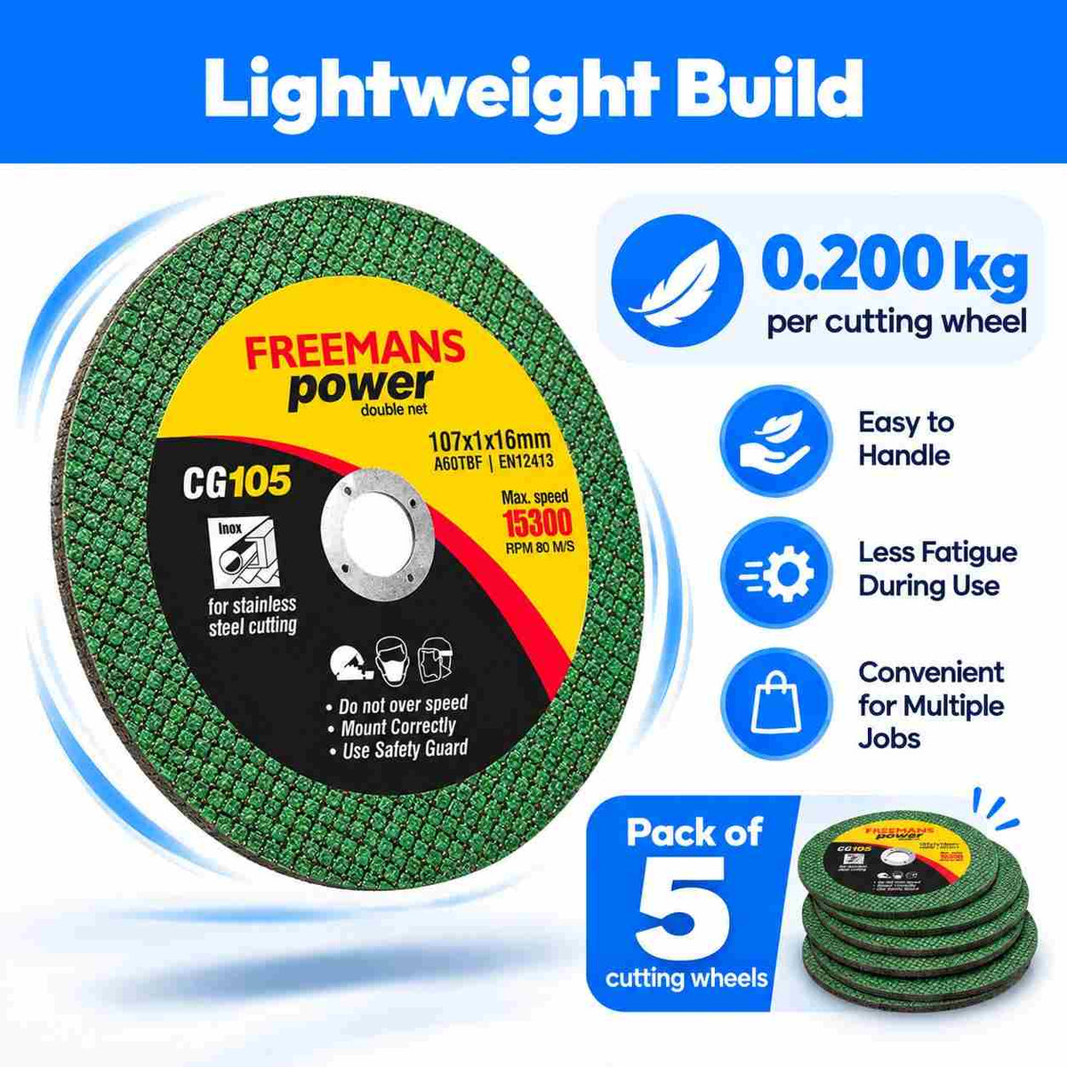 Freemans Power Iron Cutting Wheel 107x1x16mm (Pack of 5)