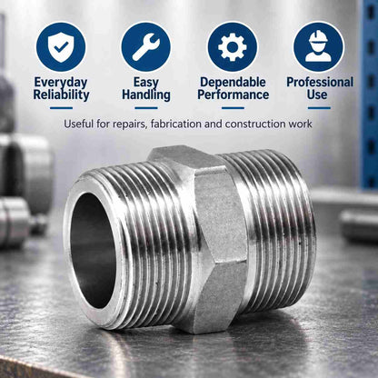 Implemental GI Screwed Hex Nipple Pipe Quick Connector-1/2 X 1/2Inch - 1