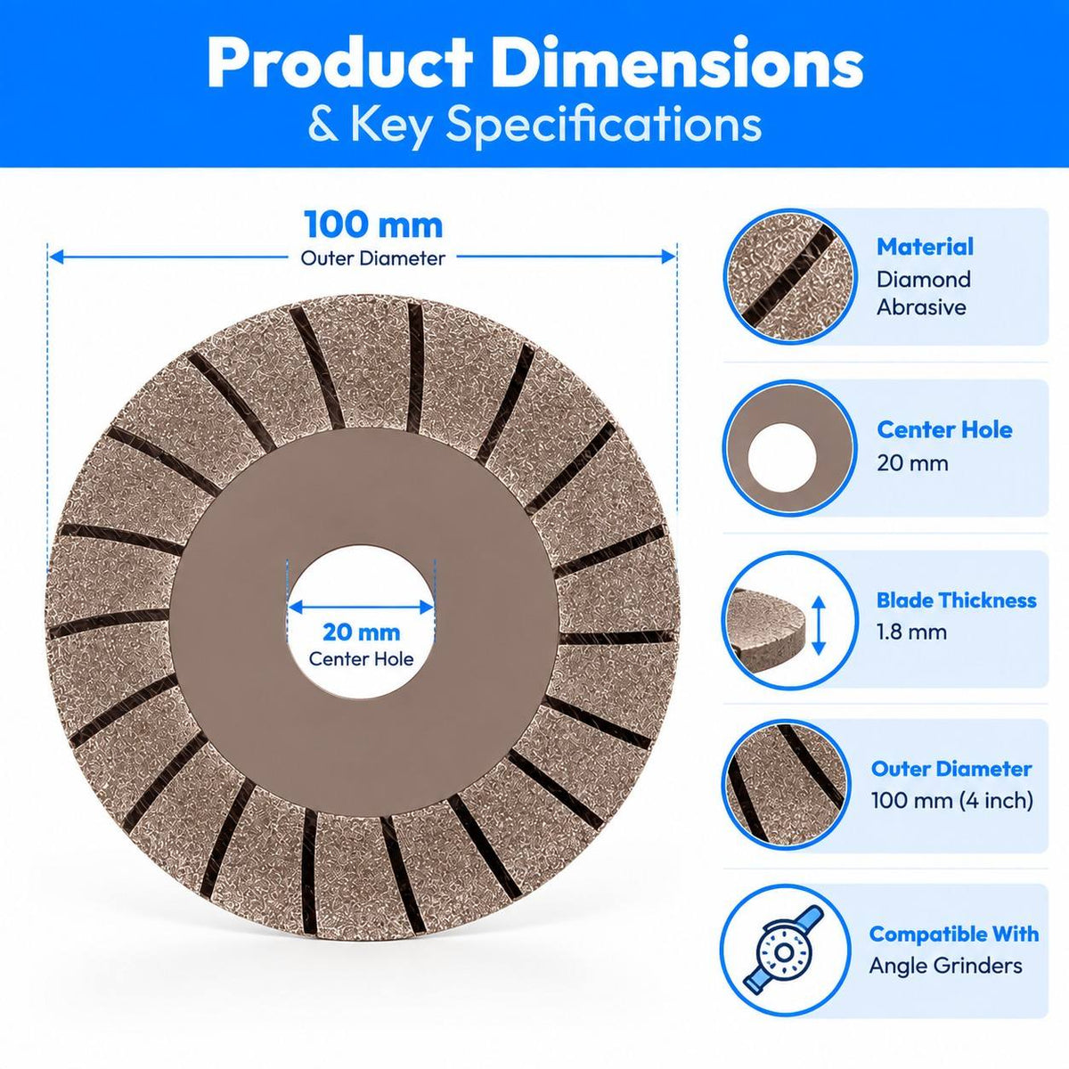 GLASS CUTTING BLADE 4"x100mm Diamond Saw Blade Disc