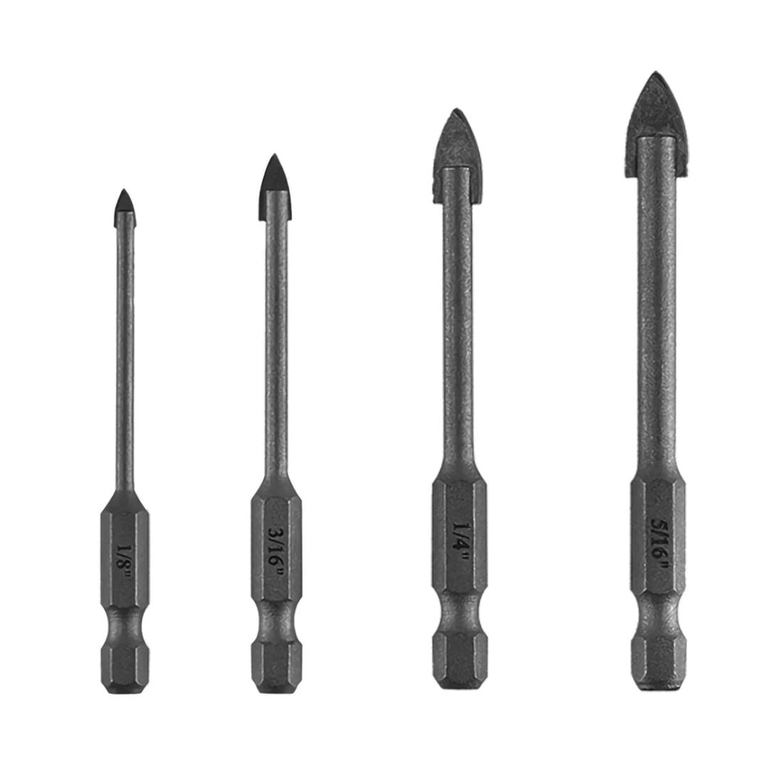 Glass & Tile Drill BIT Set (4-Piece)1/8", 3/16", 1/4", 5/16"