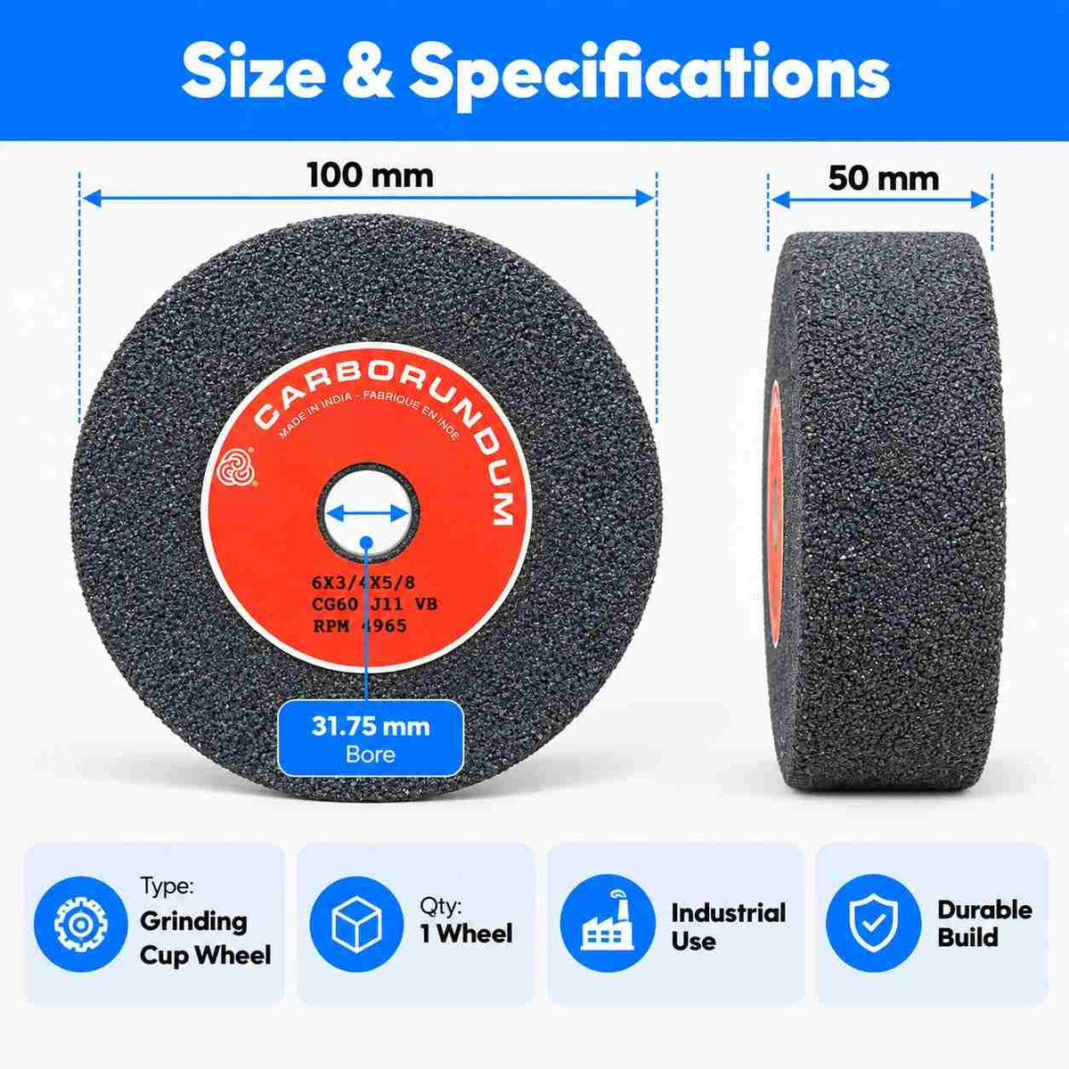 Grinding Cup Wheel Size-100x50x31.75mm