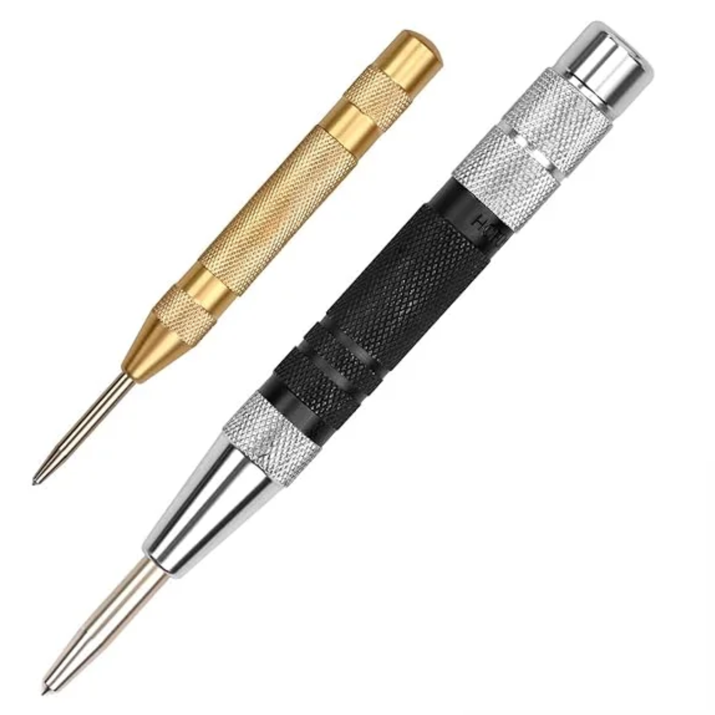 HORUSDY Super Strong Automatic Centre Punch (Black) and General Automatic Center Punch （Yellow）, Adjustable Spring Loaded Metal Drill Tool 2pcs