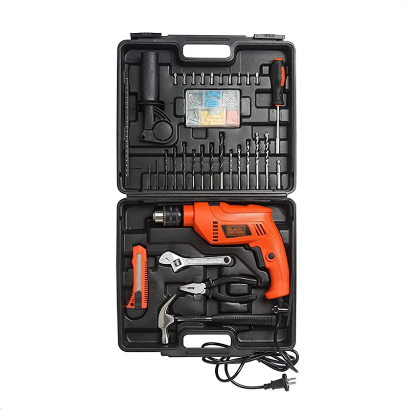 Hammer Drill Machine & Hand Tool Kit- 550Watt-13mm-100pcs