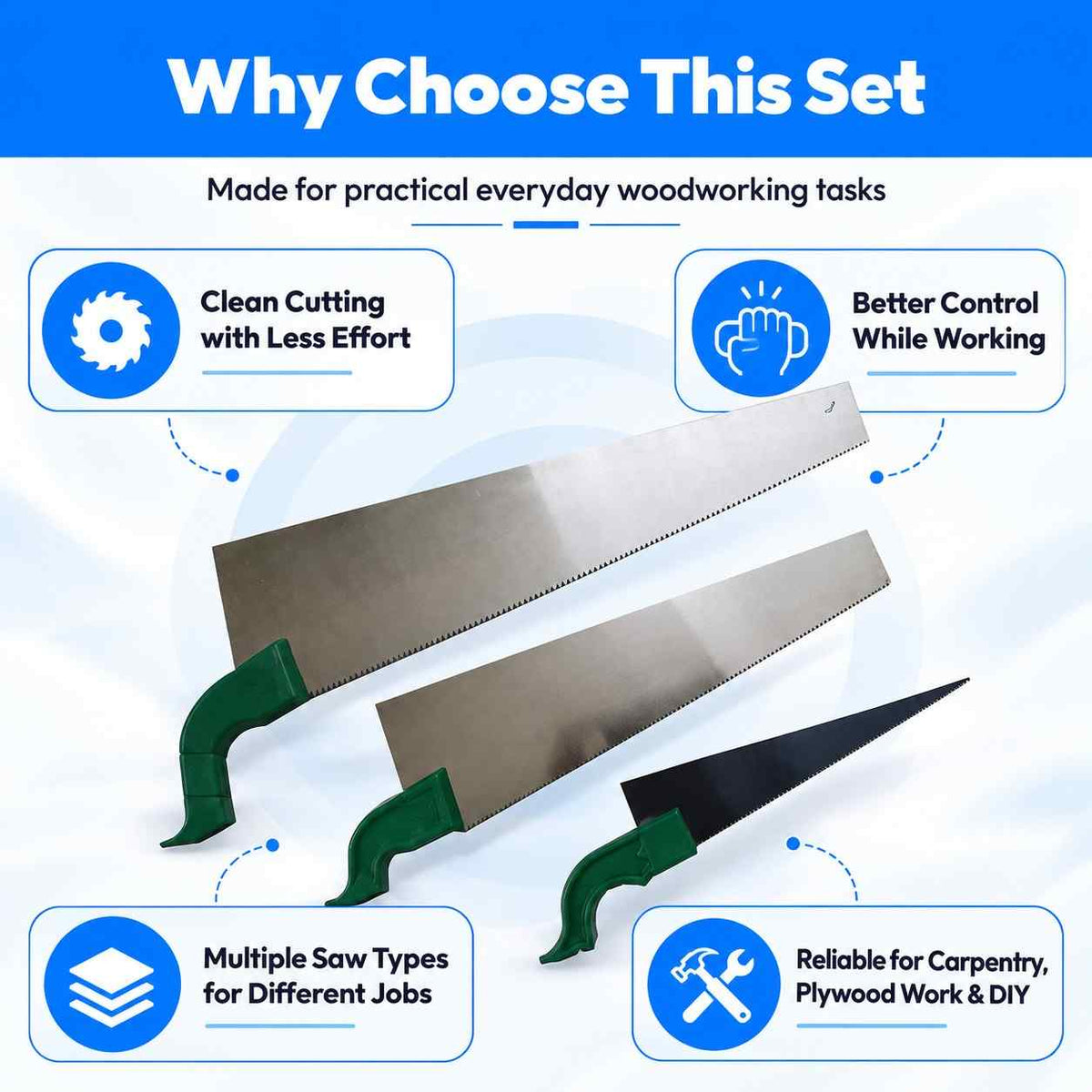 Hand Saw Set For Plywood And Wood Cutting (3 DIFFERENT PIECES)