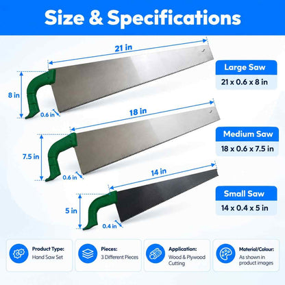 Hand Saw Set For Plywood And Wood Cutting (3 DIFFERENT PIECES)
