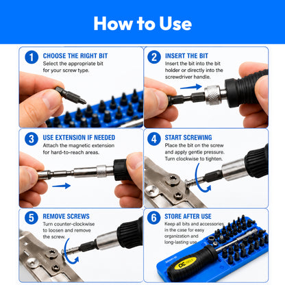 30 PCS 1/4"Hex Drive Bit Set With Screwdriver