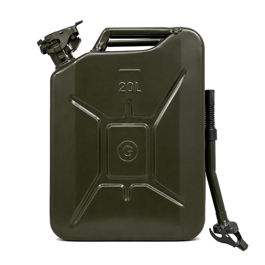 Heavy Duty Steel Jerry Can, 20 Litre Fuel Container, Military Green,