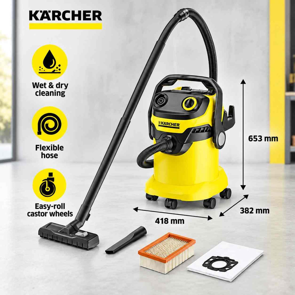 Implemental Karcher Wet & Dry Vacuum Cleaner WD-5 EU - 1