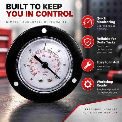 Implemental M.S Pressure Gauge Back Connection-150 PSI-4Inch - 1