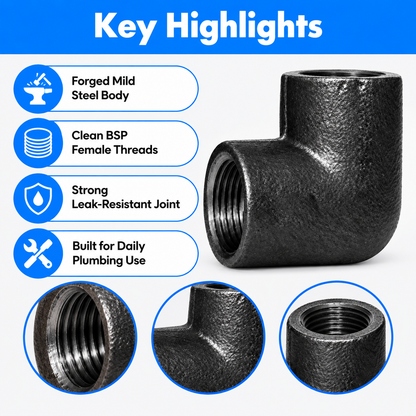 MS Elbow Pipe Fitting Threaded BSP Forged