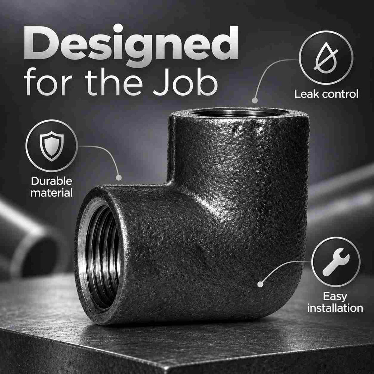 MS Elbow Pipe Fitting Threaded BSP Forged