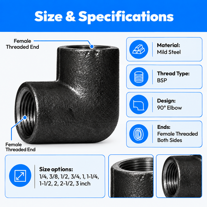 MS Elbow Pipe Fitting Threaded BSP Forged