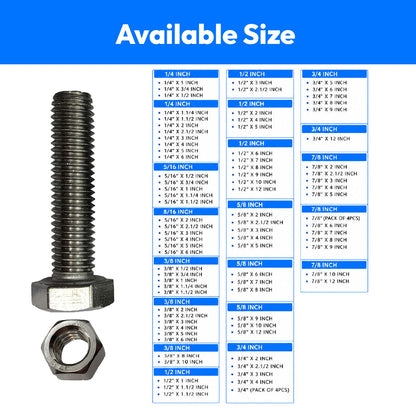 Mild Steel Nuts & Bolts 5/8 INCH (Pack of 5pcs)