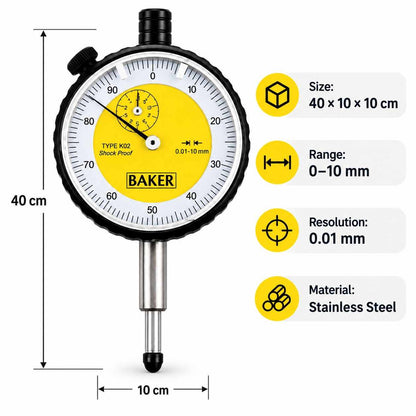 Plunger Dial Gauge Stainless Steel-0-10MM