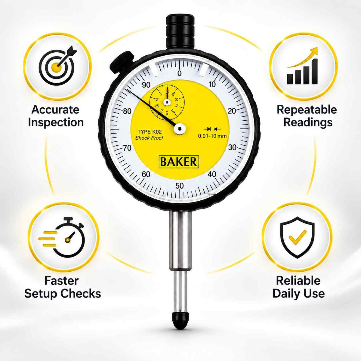 Plunger Dial Gauge Stainless Steel-0-10MM