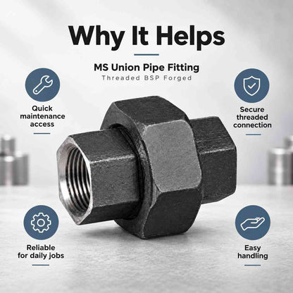 Implemental MS Union Pipe Fitting Threaded BSP Forged - 1