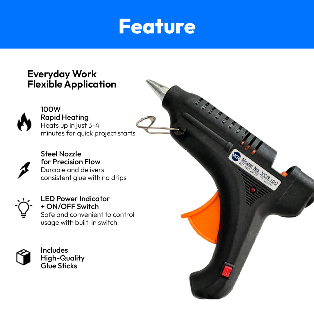 Makson Glue Gun-100W LED Indicator With 5 Glue Sticks