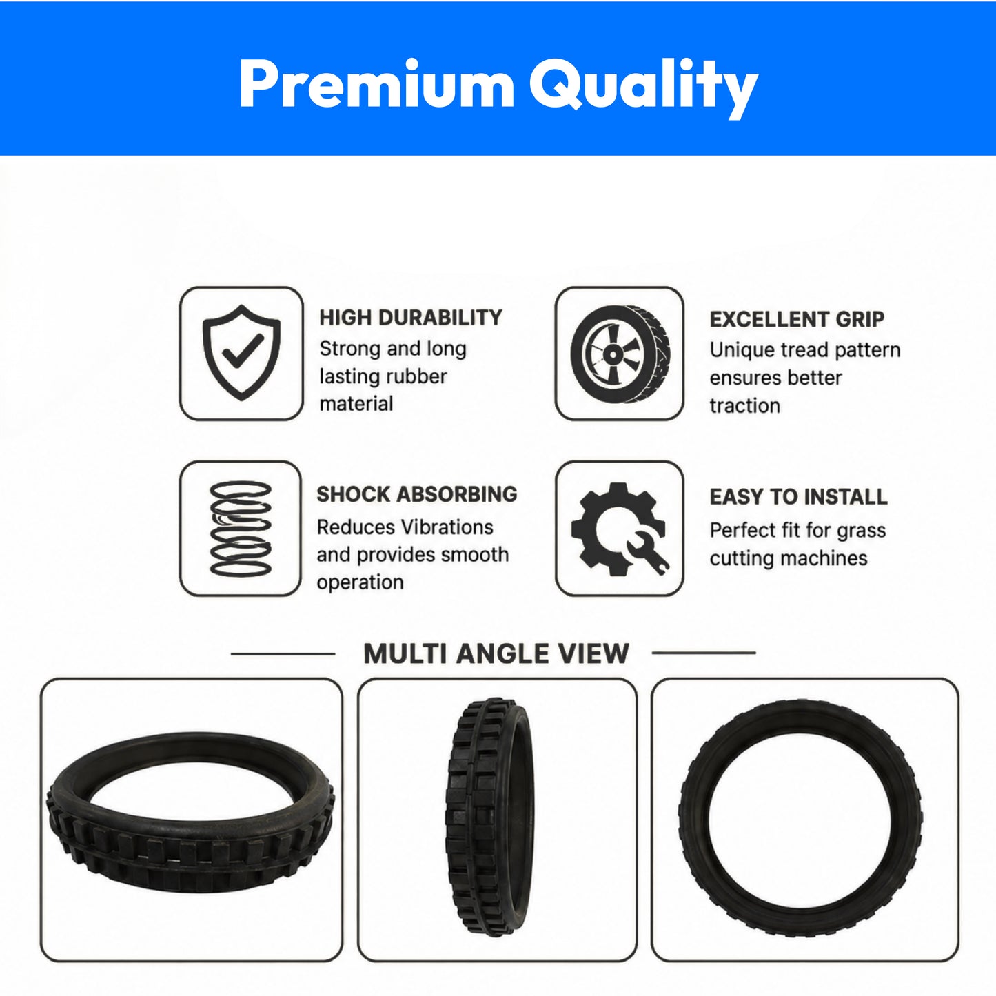 Manual Lawn mower Grass Cutting Machine Rubber Wheel(Set of 2)