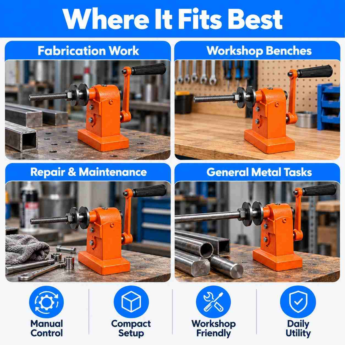 Manual Hand Bench Grinder For Multi Tasking Tool Machine-6Inch