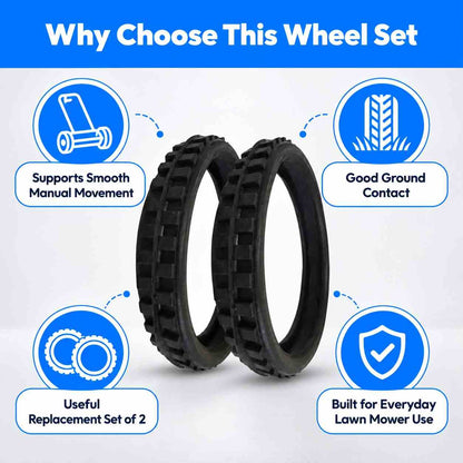 Manual Lawn mower Grass Cutting Machine Rubber Wheel(Set of 2)