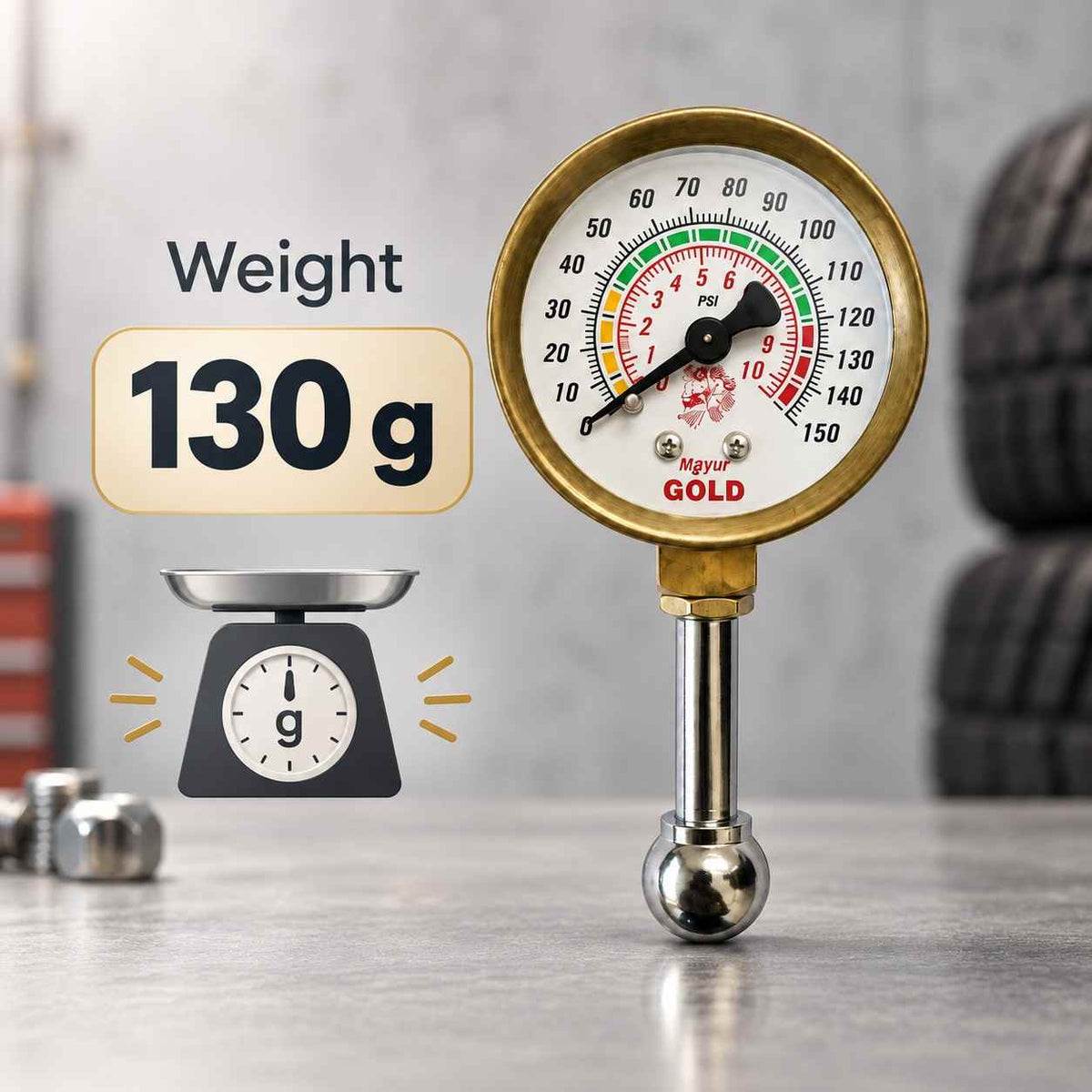 Mayur Air Pressure Gauge Small and Portable 150-PSI