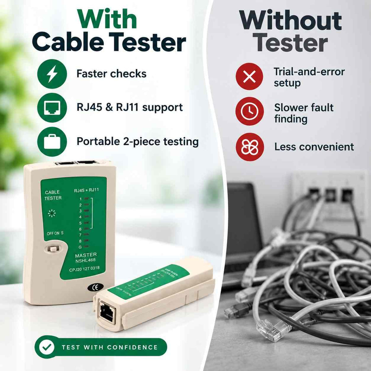 Network Cable Tester Lan & Cable Tester RJ45 & RJ11