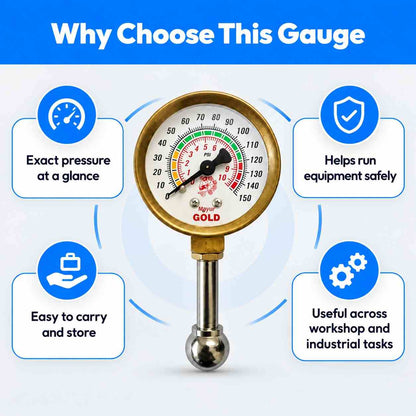 Mayur Air Pressure Gauge Small and Portable 150-PSI