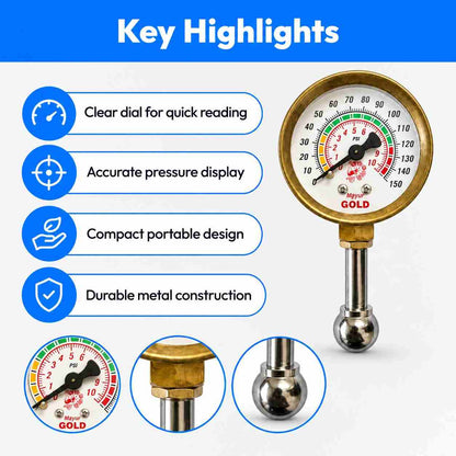 Mayur Air Pressure Gauge Small and Portable 150-PSI