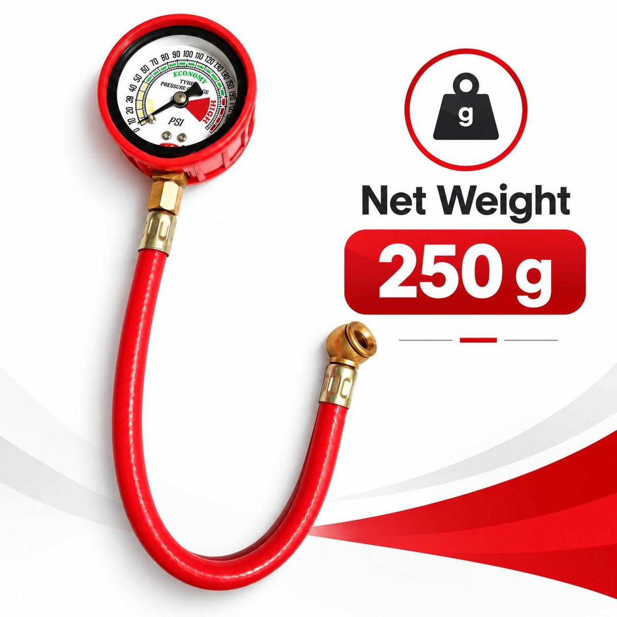 Mayur Tyre Pressure Gauge Hose Type 0-200 PSI Size: 50mm