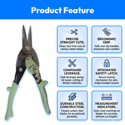 10"Metal Cutting Tool Rubber Handle Straight Tin Snip