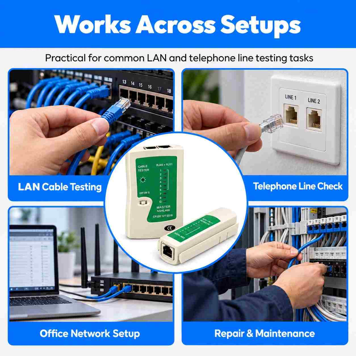Network Cable Tester Lan & Cable Tester RJ45 & RJ11